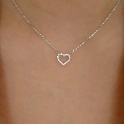 Simple Double Heart Pendant Necklace Couple Stainless Steel Choker Gold Color Chain Wedding Party Friends Jewelry Gift – Halskette