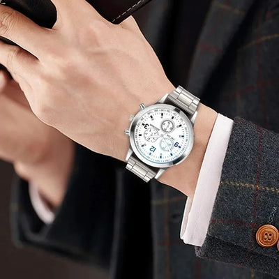 Quarz-Armbanduhr für Herren – Retro Design, Wolframstahl, Keine Wasserdichtigkeit