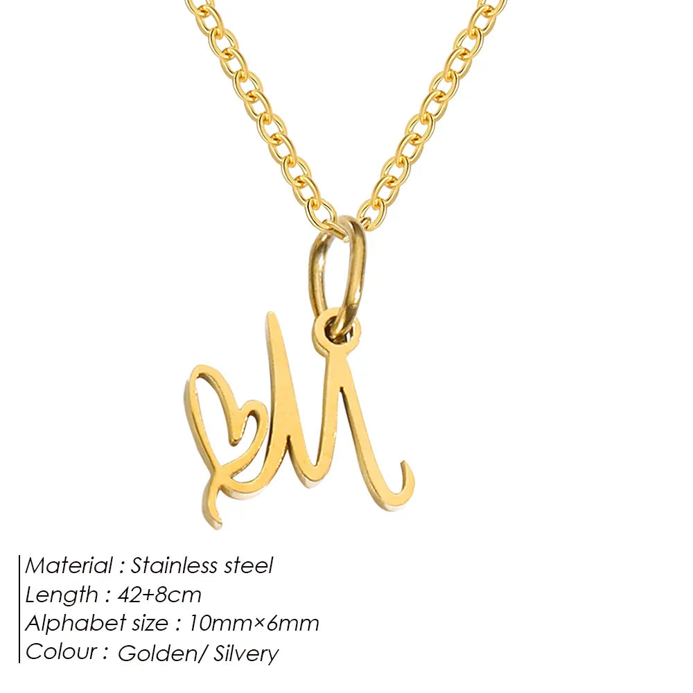 eManco Initial Necklaces Art Letter A-Z Charm Pendant Necklace 's Stainless Steel Minimalism Jewelry Gift – Halskette
