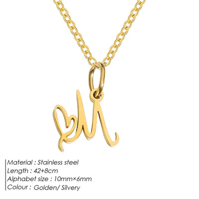 eManco Initial Necklaces Art Letter A-Z Charm Pendant Necklace 's Stainless Steel Minimalism Jewelry Gift – Halskette