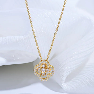 S925 Sterling Silver Four leaf Clover Necklace with Two Ways of Wearing,Light Luxury and Stylish Collarbone Chain SL45