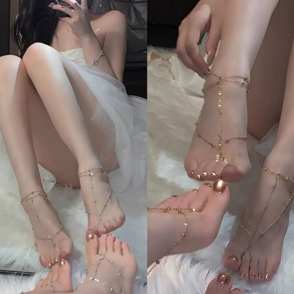 Fashion Anklet Bracelets Summer Multilayer Mesh Tassel Toe Foot Jewelry Wedding Party Accessories – Armband