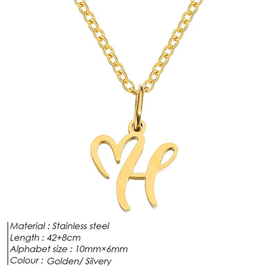 eManco Initial Necklaces Art Letter A-Z Charm Pendant Necklace 's Stainless Steel Minimalism Jewelry Gift – Halskette
