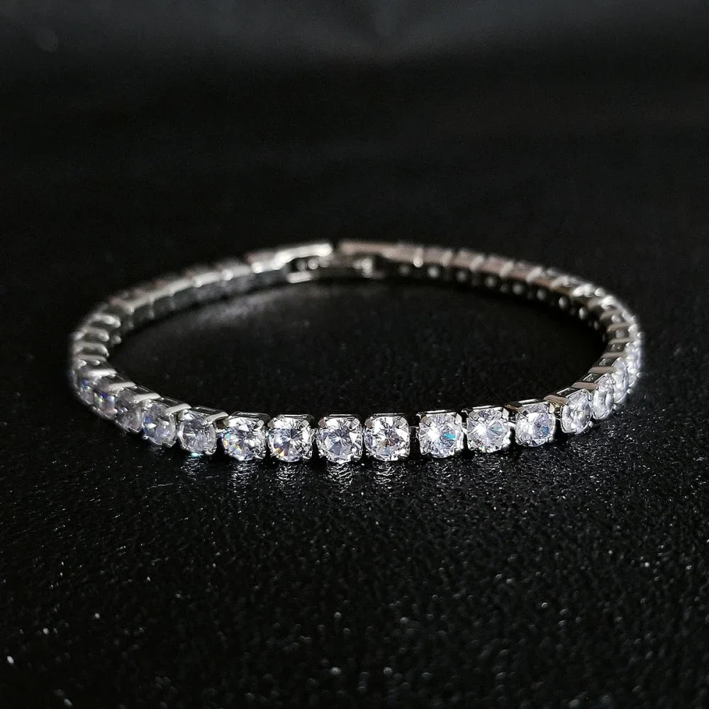 2024 Luxury Silver Color on Hand 4MM 17CM Princess Bracelet Bangle Anniversary Gift Jewelry Wholesale S5650 – Armband