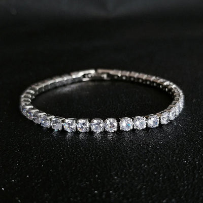 2024 Luxury Silver Color on Hand 4MM 17CM Princess Bracelet Bangle Anniversary Gift Jewelry Wholesale S5650 – Armband