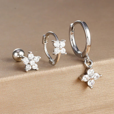 10 Styles Stainless Steel Piercing Earrings Set Geometry Colorful Zircon Huggie Hoop Earring Aesthetic Jewelry