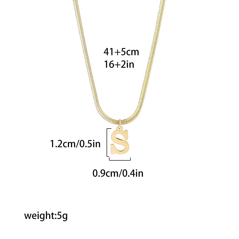A-Z Alphabet Gold Plated Stainless Steel Pendant Necklace Snake Chain Initial Letter Clavicle Necklaces Collar Jewelry – Halskette