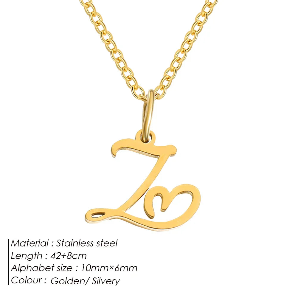 eManco Initial Necklaces Art Letter A-Z Charm Pendant Necklace 's Stainless Steel Minimalism Jewelry Gift – Halskette