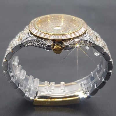 Ice Out Luxus Quarzuhr für Herren – Voll Diamant, Luminous Zeiger, 30m Wasserdicht, Edelstahl, Auto Date, Anti-Magnetisch