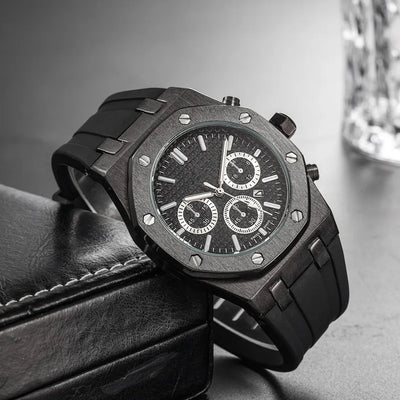 PINTIME Luxus Quarz Armbanduhr für Herren, Wasserdicht, Edelstahl, Sportliche Design Uhr, 42 mm Zifferblatt