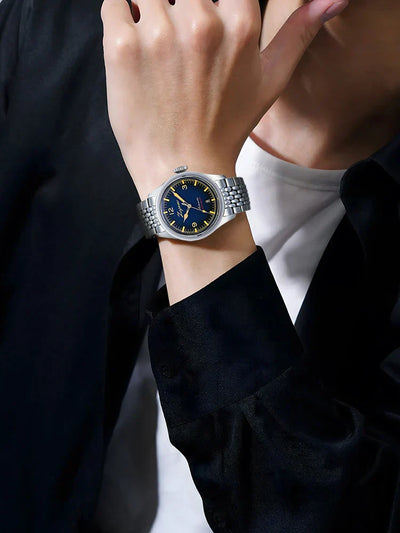 YN55a Herrenuhr – Luxus Automatik Uhr 38 mm, Retro Design, Chronograph, 100 m wasserdicht, Vintage Style