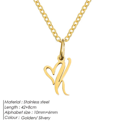 eManco Initial Necklaces Art Letter A-Z Charm Pendant Necklace 's Stainless Steel Minimalism Jewelry Gift – Halskette