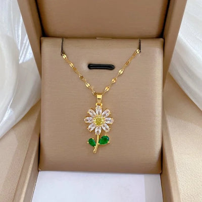 316L Stainless Steel Sun Pendant Necklace Exquisite and Fashionable Planet Clavicle Chain Girls Party Jewelry Gifts – Halskette
