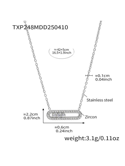 Stainless Steel 18K Chain Gold Color Luxury Necklace Shiny Zirconia Hollow Pendant Necklace Ring Jewelry Set Gift