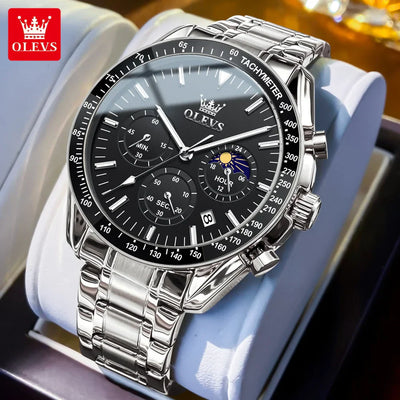 OLEVS Herren Quarz-Armbanduhr 3618 – Chronograph, Wasserdicht, Luminous