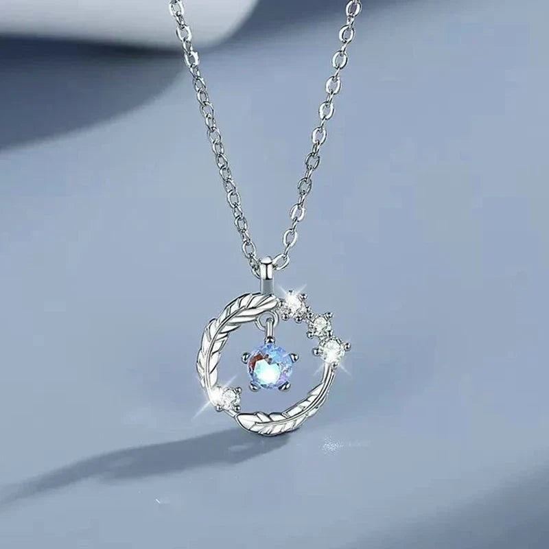 Fashion Pink Planet Heart Zircon Necklace Charm Aesthetic Clavicle Chain Necklace Valentines Day Gift Party Jewelry – Halskette
