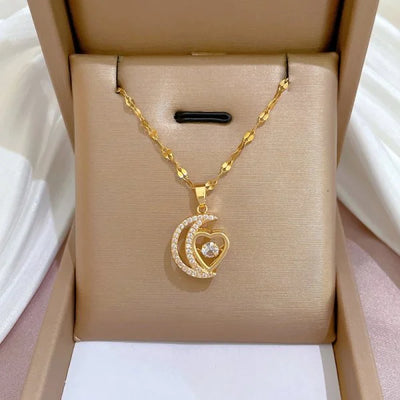 316L Stainless Steel Sun Pendant Necklace Exquisite and Fashionable Planet Clavicle Chain Girls Party Jewelry Gifts – Halskette