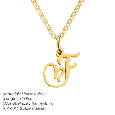 eManco Initial Necklaces Art Letter A-Z Charm Pendant Necklace 's Stainless Steel Minimalism Jewelry Gift – Halskette