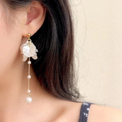 Modern Jewelry Silver Needle Elegant Temperament Simulated pearl Tassel Earrings Fashion Accessories Wholesale