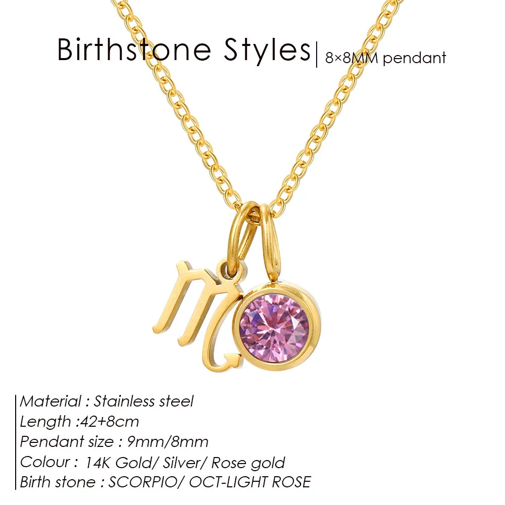 eManco Fashion Constellation Sparkling Rhinestone Pendant Stainless Steel Gold-plated DIY Necklace Birthday Gift – Halskette