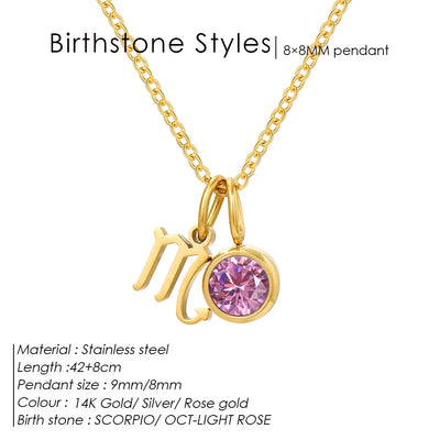 eManco Fashion Constellation Sparkling Rhinestone Pendant Stainless Steel Gold-plated DIY Necklace Birthday Gift – Halskette