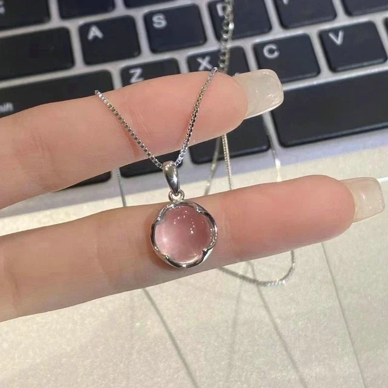 Fashion Pink Planet Heart Zircon Necklace Charm Aesthetic Clavicle Chain Necklace Valentines Day Gift Party Jewelry – Halskette