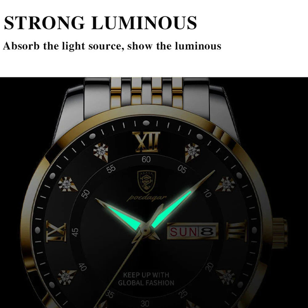 POEDAGAR Luxury Brand Men Uhr Wasserdicht