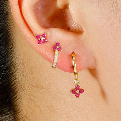 3PCS Fashion Stainless Steel Flower Small Hoop Earrings Set 18K Gold Plated Huggie Cartilage Piercing Jewelry aretes