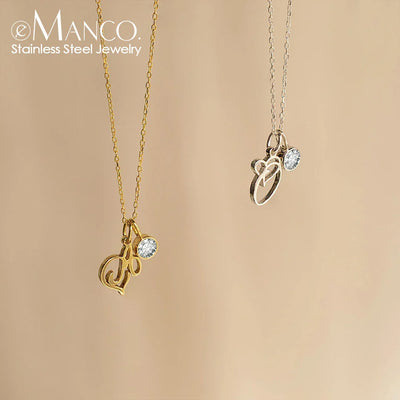 eManco Sparkling Birthstone Necklaces Uppercase Initials A-Z Pendant Stainless Steel Gold Plated Necklace Fashion 's Jewelr – Halskette