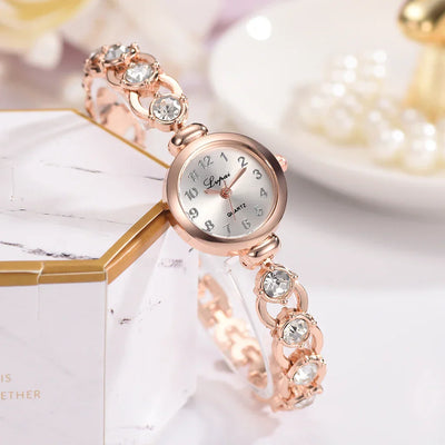 Luxus Damen-Armbanduhr – Edelstahl & Kristall-Armband | Mode Reloj Mujer