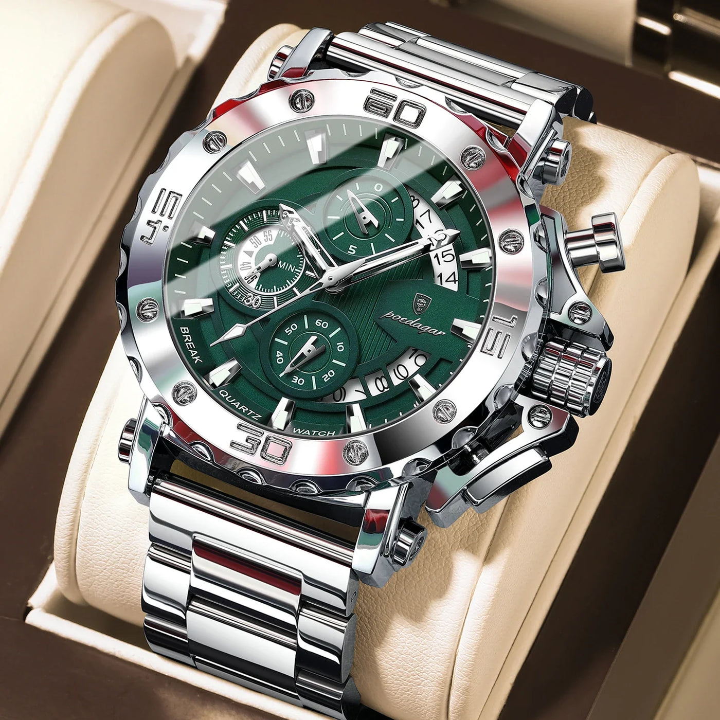 POEDAGAR Luxury Uhr For Men Calendar
