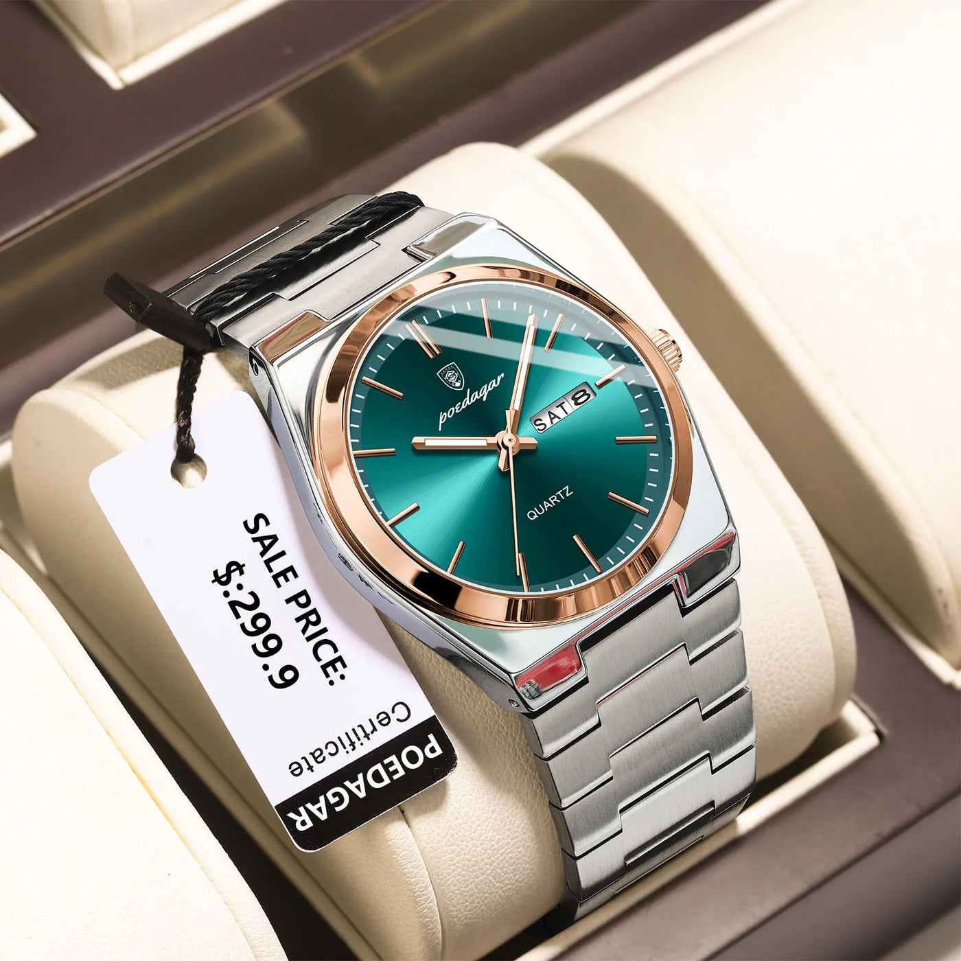 POEDAGAR Luxury Uhr For Men Edelstahl