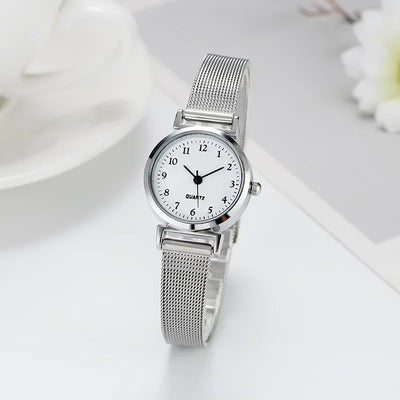 DAY DAY FUN Damen Quarz Armbanduhr, Edelstahl, Rundes Zifferblatt, 24 mm, Elegantes Design