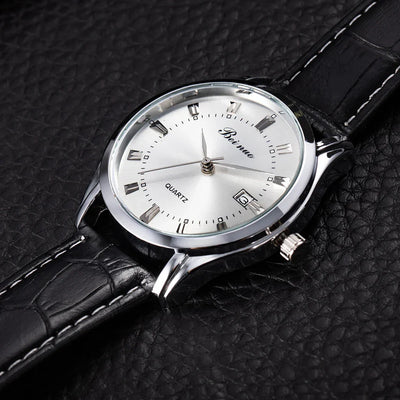 Herren Business Quarzuhr – Elegante Lederarmbanduhr, stoßfest & wasserdicht