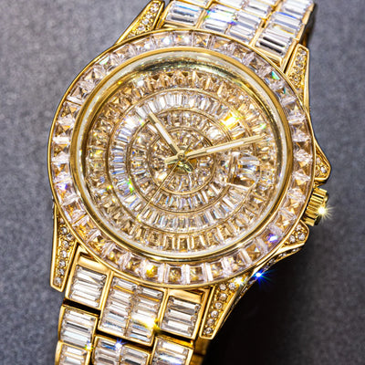 Ice Out Luxus Quarzuhr für Herren – Voll Diamant, Luminous Zeiger, 30m Wasserdicht, Edelstahl, Auto Date, Anti-Magnetisch