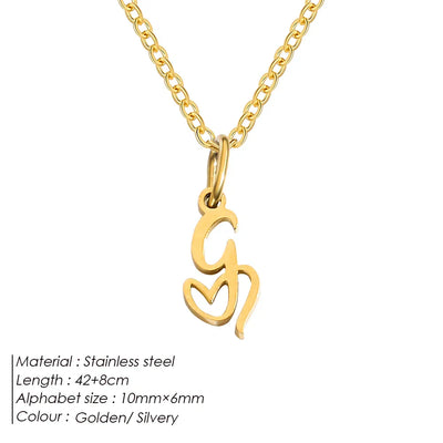eManco Initial Necklaces Art Letter A-Z Charm Pendant Necklace 's Stainless Steel Minimalism Jewelry Gift – Halskette