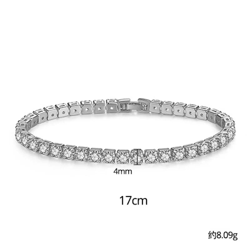 2024 Luxury Silver Color on Hand 4MM 17CM Princess Bracelet Bangle Anniversary Gift Jewelry Wholesale S5650 – Armband