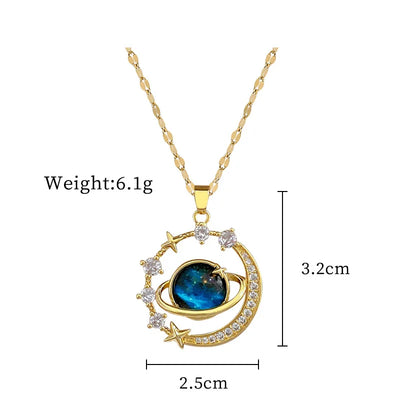 316L Stainless Steel Sun Pendant Necklace Exquisite and Fashionable Planet Clavicle Chain Girls Party Jewelry Gifts – Halskette