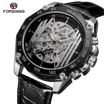 FORSINING Designer Luxury Steel Skeleton Mechanical