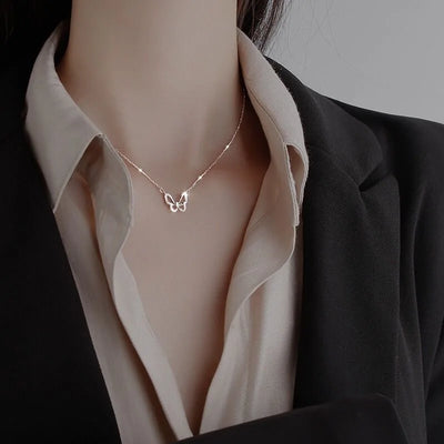 Simple Double Heart Pendant Necklace Couple Stainless Steel Choker Gold Color Chain Wedding Party Friends Jewelry Gift – Halskette
