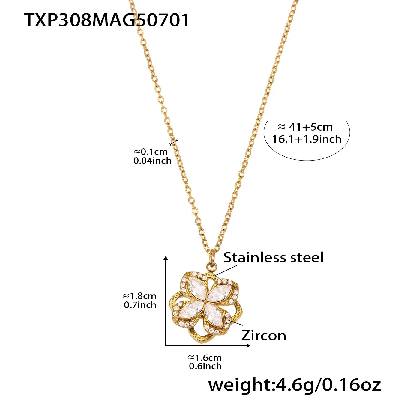 Gorgeous Zircon Necklace Earrings Ring Revolving Flower Pendant Gold Plated Chain Stainless Steel Charm Jewelry Gift