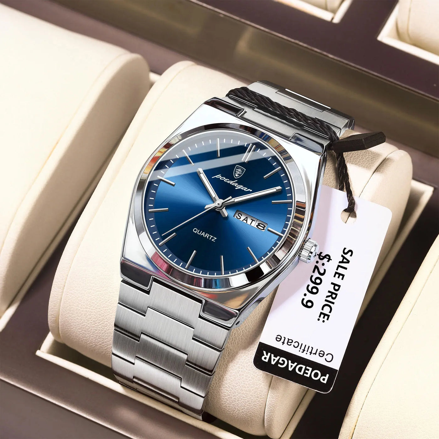 POEDAGAR Luxury Uhr For Men Edelstahl