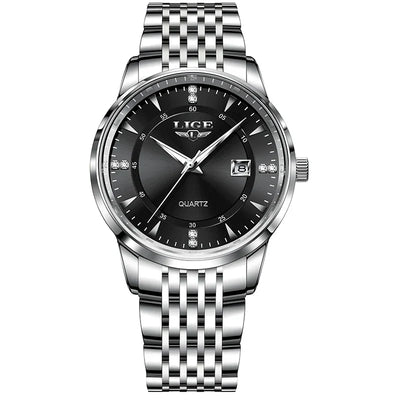 LIGE Damen Quarzuhr – Goldene Edelstahl Armbanduhr mit Luminous Zeigern, Stopuhr, Wasserfest, Auto-Datum – Luxus Armbanduhr für Damen