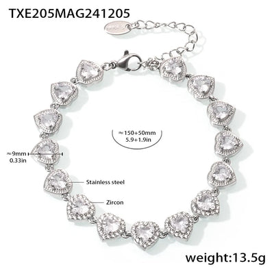 Trendy Stainless Steel Cuban Chain Necklace Bracelet White Zircon Inlaid Luxury Charm Bangle Jewelry Gift – Halskette