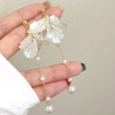 Modern Jewelry Silver Needle Elegant Temperament Simulated pearl Tassel Earrings Fashion Accessories Wholesale