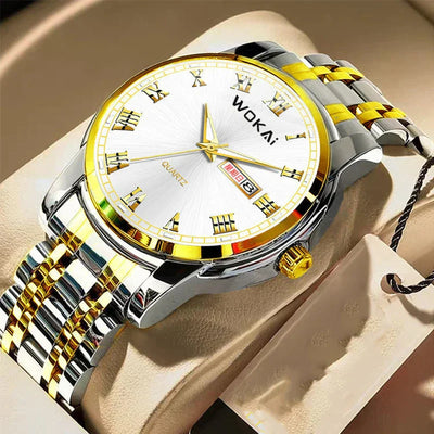 Mairuige Quarz Armbanduhr für Herren, Edelstahl, Wasserdicht, Leuchtzeiger, Elegantes Design