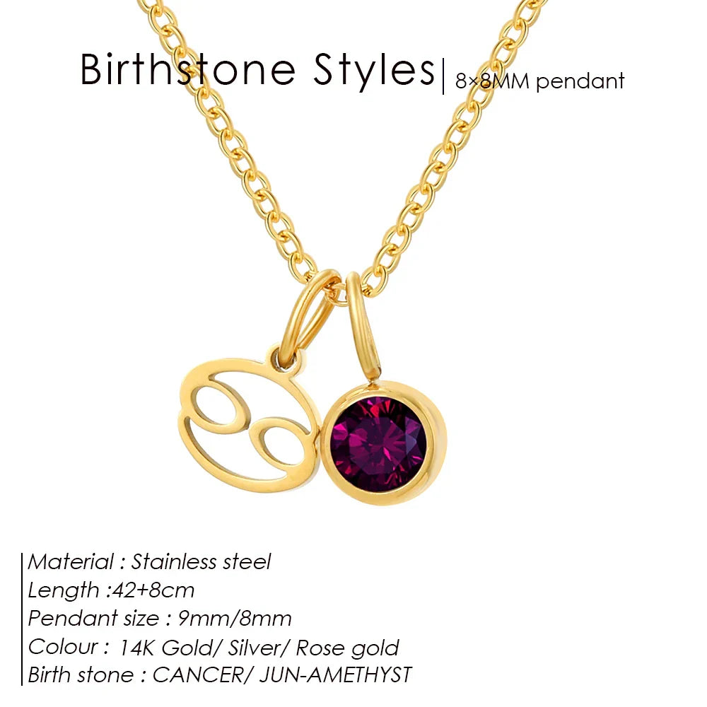 eManco Fashion Constellation Sparkling Rhinestone Pendant Stainless Steel Gold-plated DIY Necklace Birthday Gift – Halskette