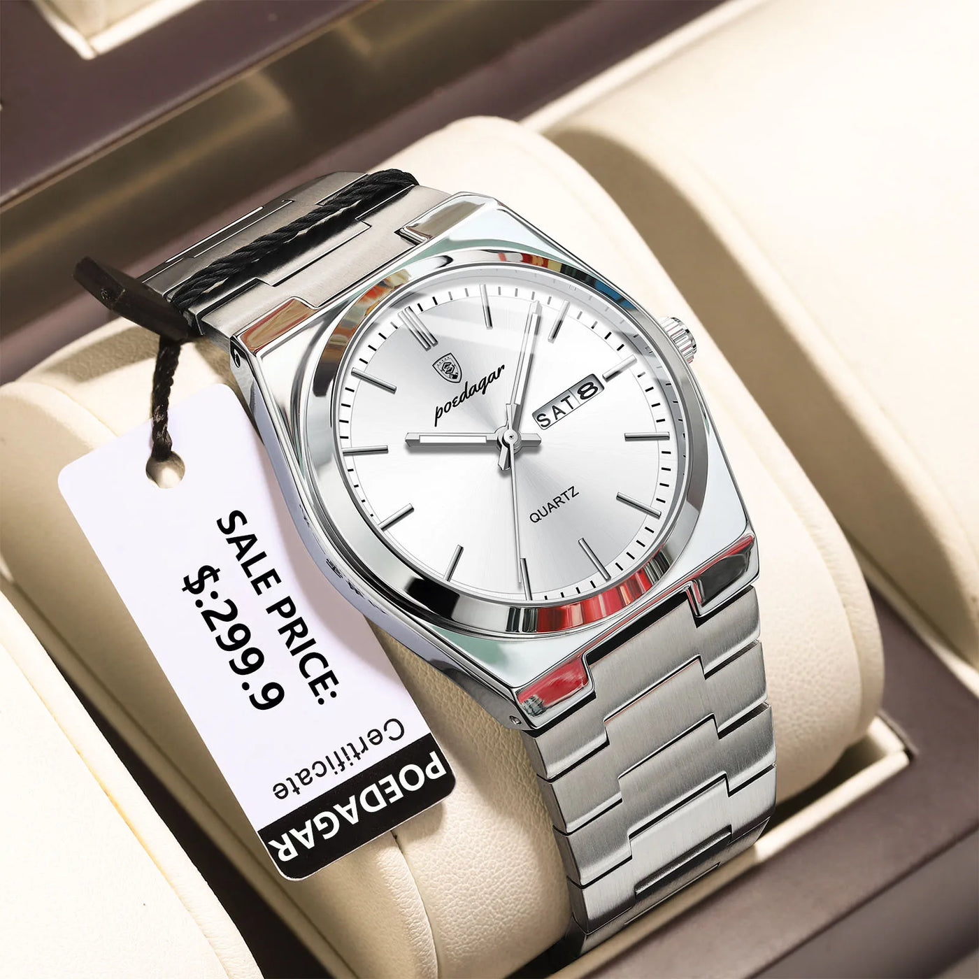 POEDAGAR Luxury Uhr For Men Edelstahl
