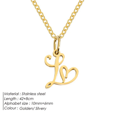 eManco Initial Necklaces Art Letter A-Z Charm Pendant Necklace 's Stainless Steel Minimalism Jewelry Gift – Halskette